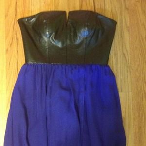 Floor length blue and black dress