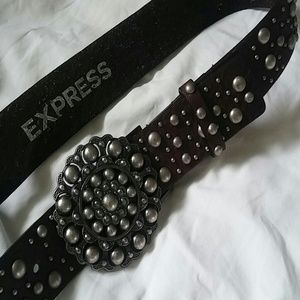 Express genuine leather w/ metallic studs