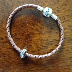 *Bundle*Pandora brown leather bracelet and charm