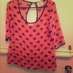 Adorable sheer heart blouse