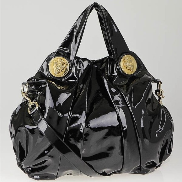 Gucci "Hysteria" black patent large hobo