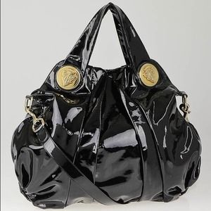 Gucci "Hysteria" black patent large hobo