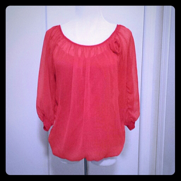 LOLA sheer top with built in cami tank.