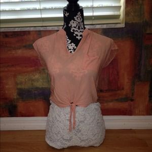 Orange Lace Back Crop Top