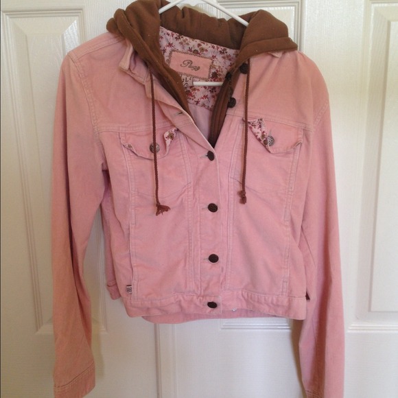Pink and brown hooded jacket