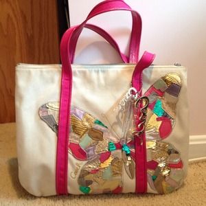 Coach poppy canvas butterfly glam tote