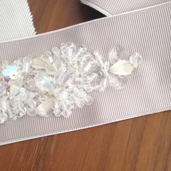 Grey white double layer crystal beaded belt main image 4