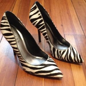 Size 5 Zebra print Guess pumps --worn once