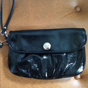Authentic patent leather Coach Wristlet