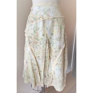 ZAC POSEN Printed Silk Skirt with Lace Details💐