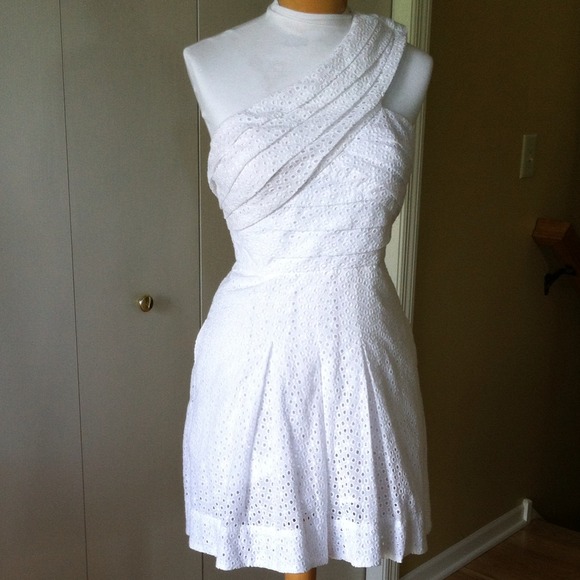 Bcbg Max Azaria one shoulder white dress