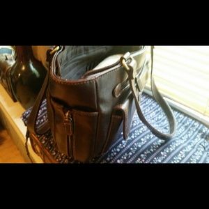 LARGE DARK BROWN LEATHER HANDBAG