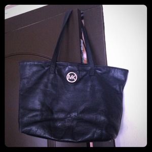 Authentic black leather MK Tote