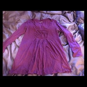 Plum color, long sleeve maternity top