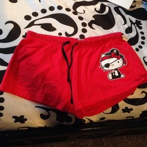 Red Hello Kitty pirate pajama shorts