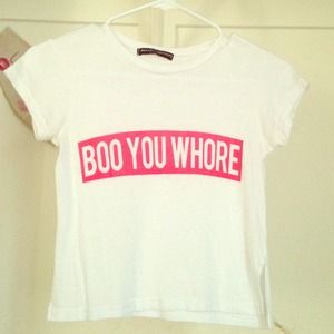 Brandy Melville Boo You Whore Cropped T shirt