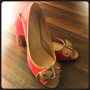 Franco Sarto Red/camel peep toe shoes