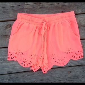 Coral scalloped shorts