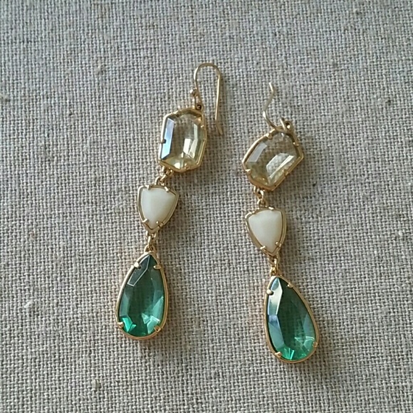 Stella and Dot Green Pippa Stone Earrings