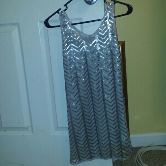 Grey silver knee high dress