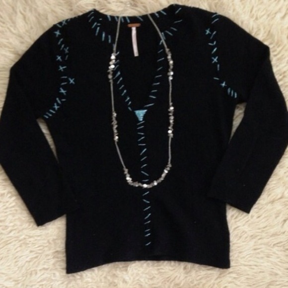 Free People Metallic Stitched Top