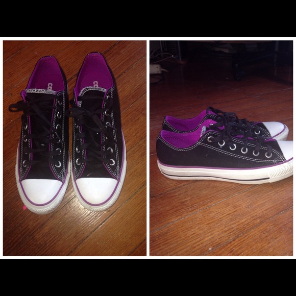 Black converse with a purple trimming!