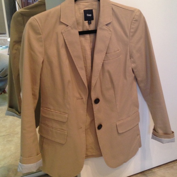 Classic khaki cotton lined blazer, size 2
