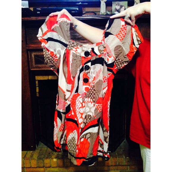 Red, black, and white dress / or shirt