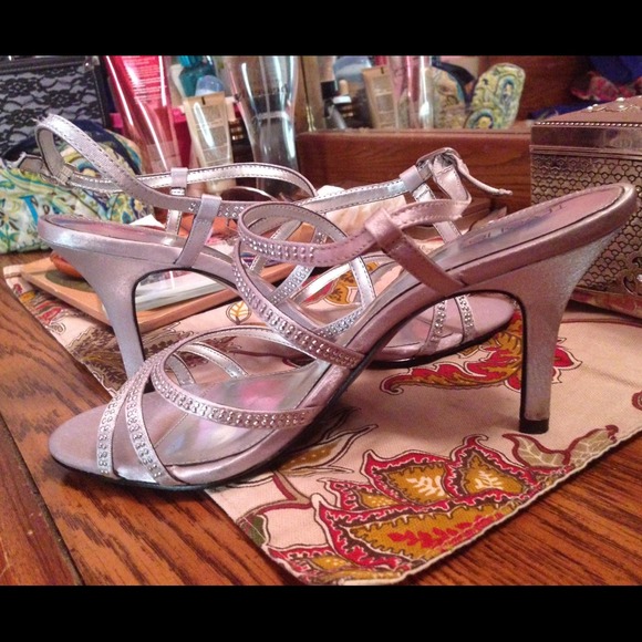 prom shoes, silver high heels, studded, wedding