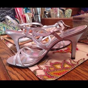 prom shoes, silver high heels, studded, wedding