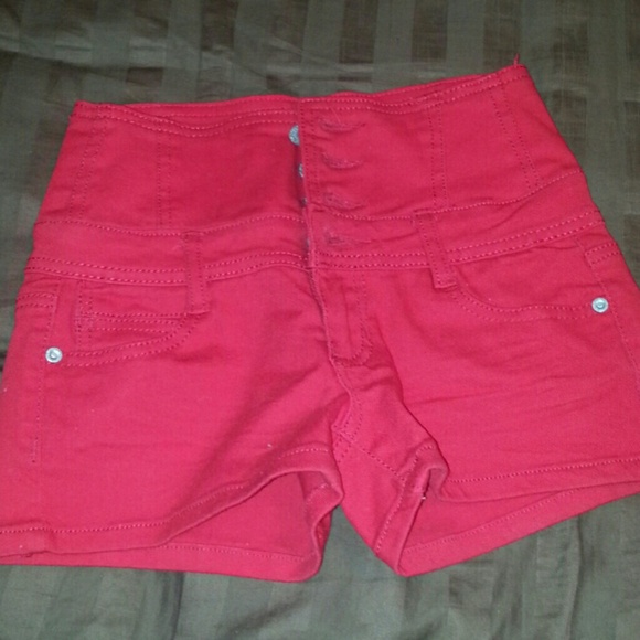 High waist red shorts