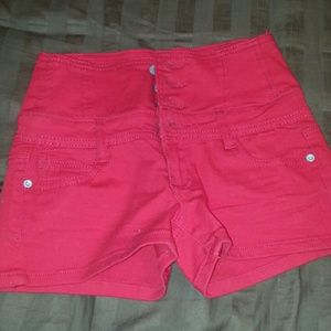 High waist red shorts