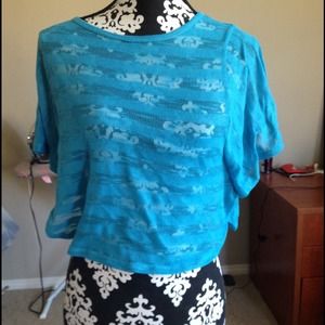 Blue see through shirt with stripes