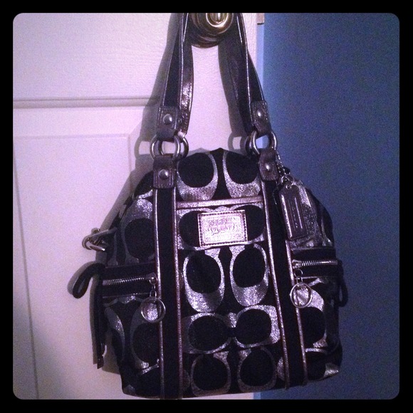 Authentic black and silver Coach Poppy purse