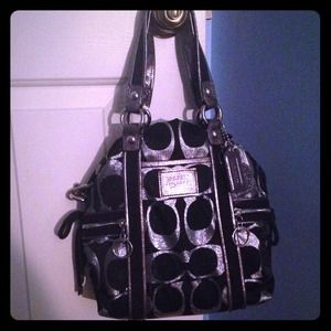 Authentic black and silver Coach Poppy purse