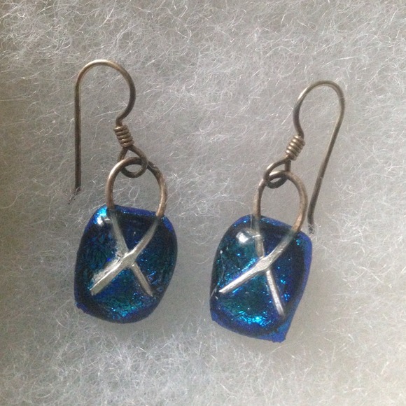 Blue and silver earrings