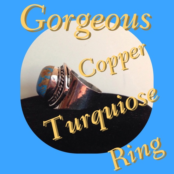 Sale....Copper turquoise ring - Picture 2 of 2