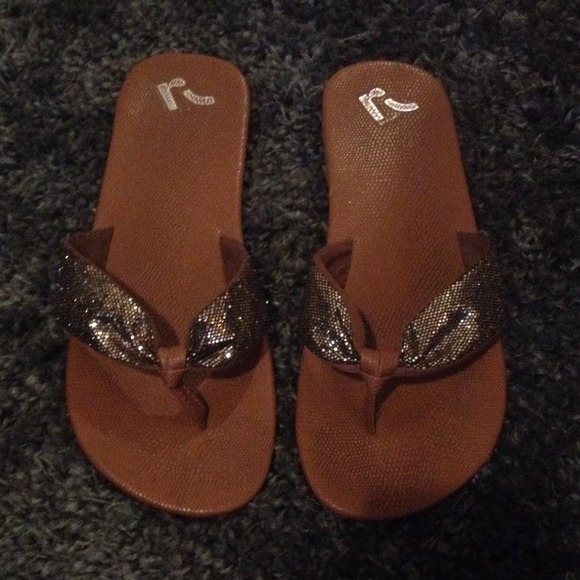 gold glitter accent sandals PRICE REDUCED