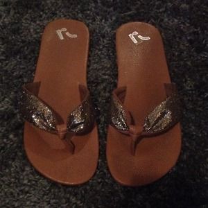gold glitter accent sandals PRICE REDUCED