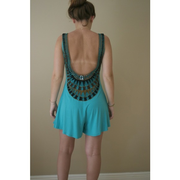 Low back tribal knitted romper