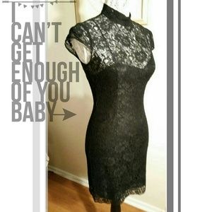 Black all-lace cocktail dress