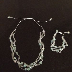 Light blue and clear necklace and bracelet set