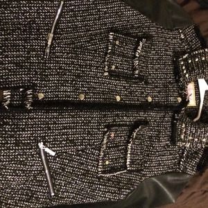 Cloth & leather black jacket