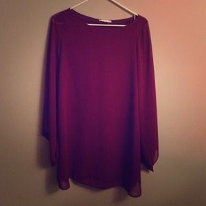 Maroon long sleeve Shift dress