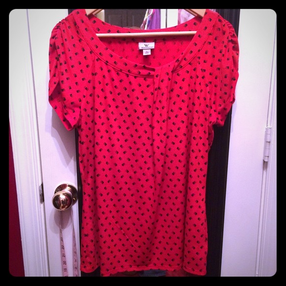 Worthington Red with Polka Dots Dress Top