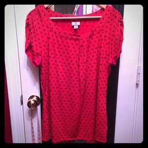 Worthington Red with Polka Dots Dress Top