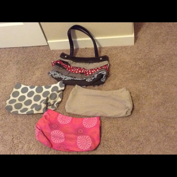 Thirty one brown skirt purse with 4 skirts