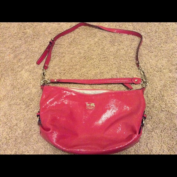 Pink patent leather coach purse