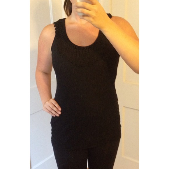 Black Fringe Tank NWOT - Picture 2 of 2
