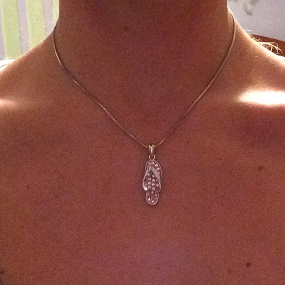 Pink flip flop necklace